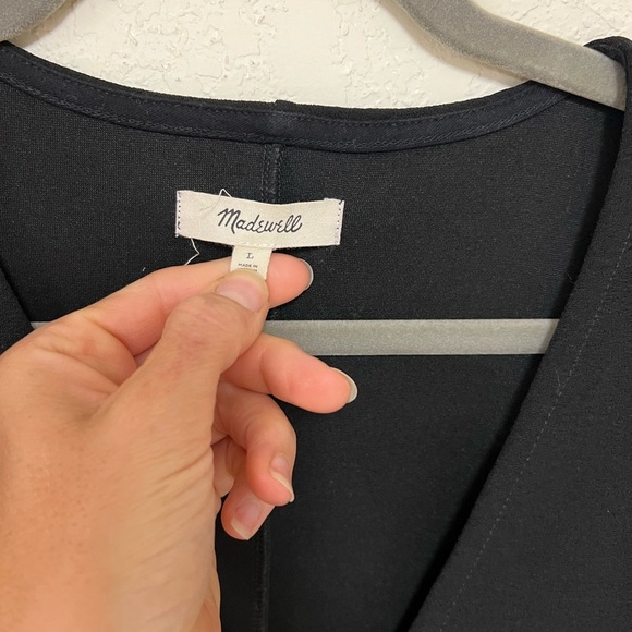 Madewell Texture & Thread Long Sleeve Side Tie Wrap Dress Black large - Picture 5 of 9